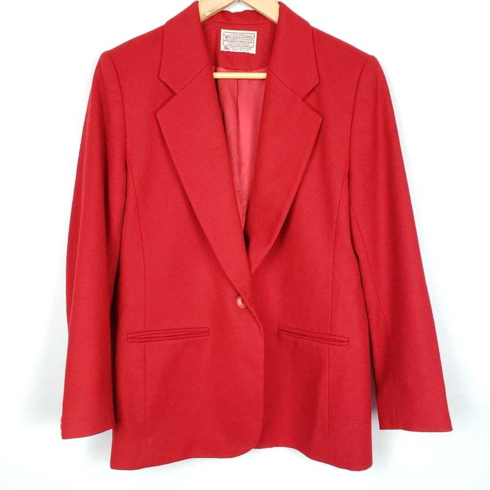 Pendleton Blazer Classic Red One Button Wool Blaz… - image 3